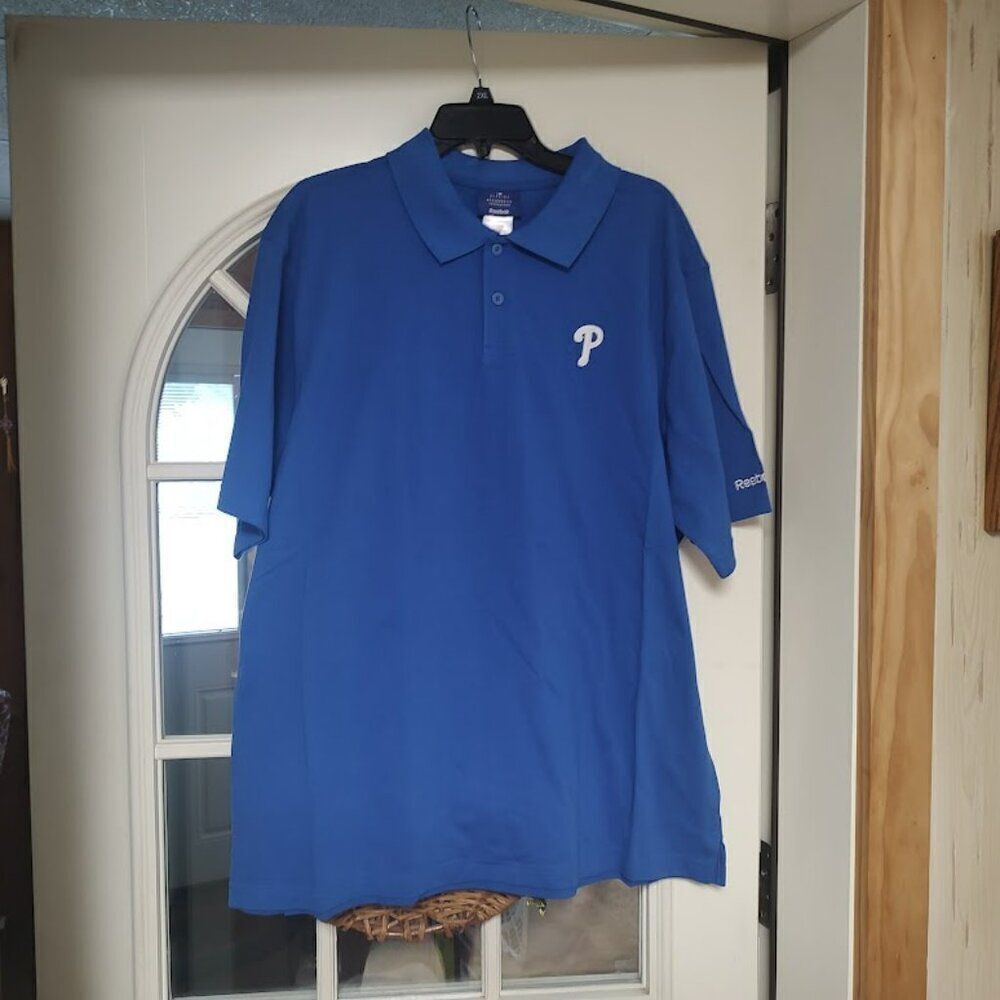 New Reebok Philadelphia Phillies Blue Polo Size Men's XL